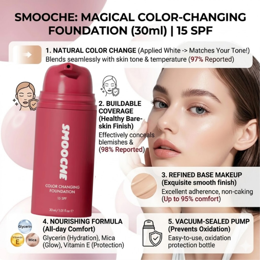 Beauty Natural Makeup - SMOOCHE Color Changing Foundation Natural Base