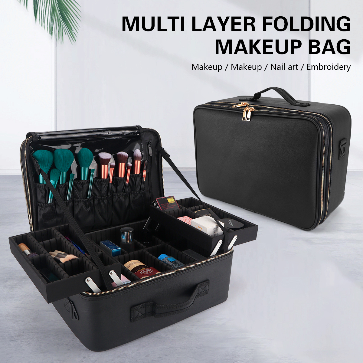Beauty Makeup Box - Women Travel Cosmetic Case Organizer Box