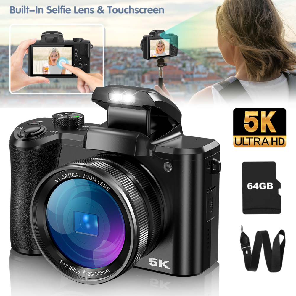 Beauty Makeup Camera - 5K Digital Camera for Photography, 64MP