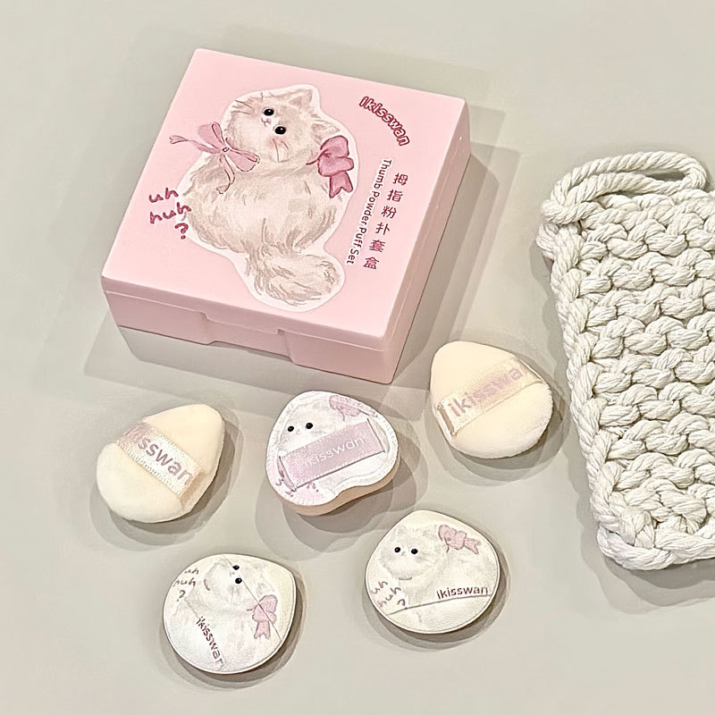 5Pcs Cute Mini Finger Puff Set - Beauty Makeup Box recensione e prezzo