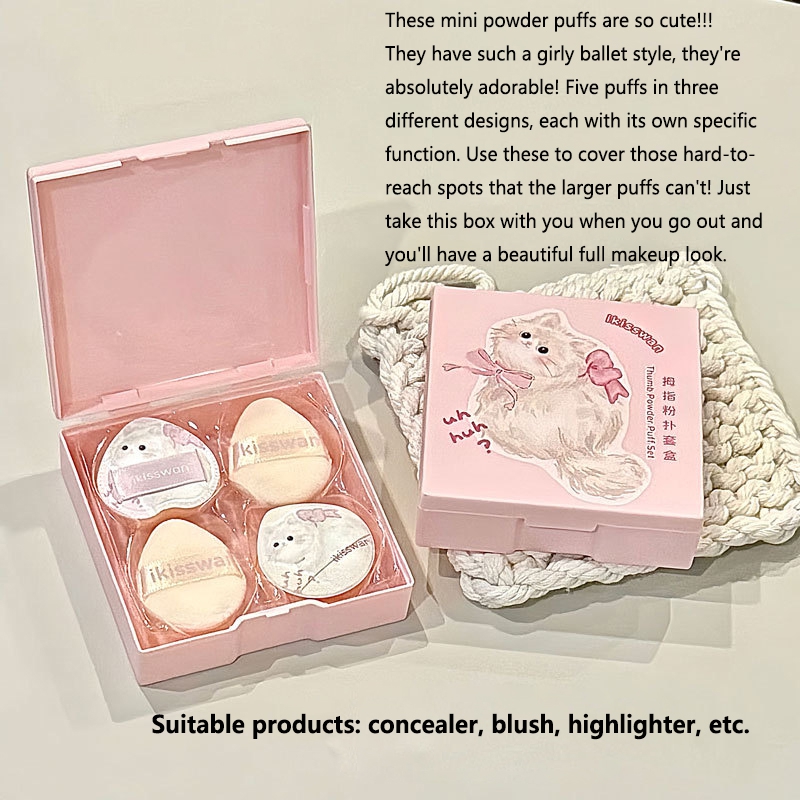5Pcs Cute Mini Finger Puff Set - Beauty Makeup Box recensione e prezzo