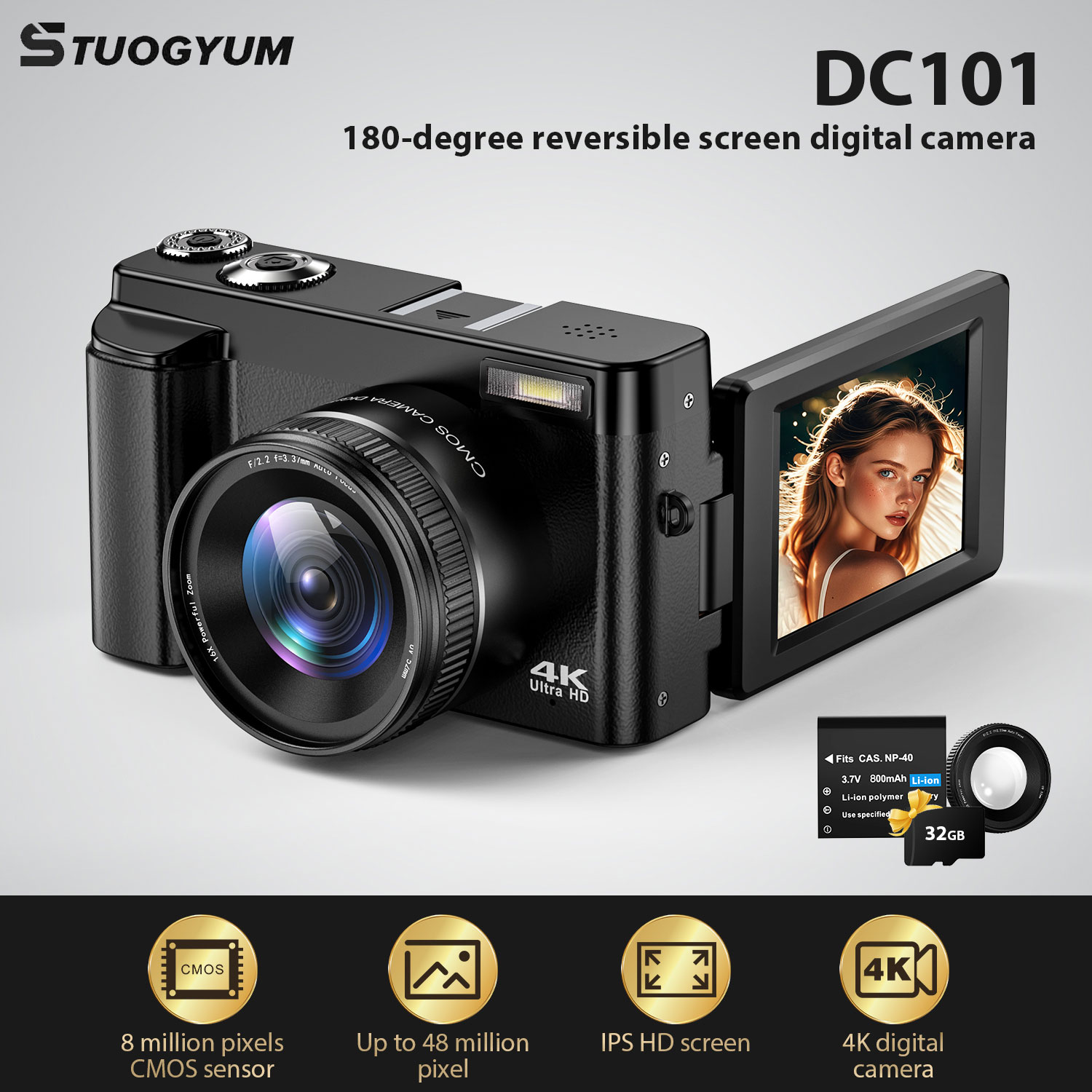STUOGYUM 4K Vlogging Camera,48 - Beauty Makeup Camera recensione e prezzo